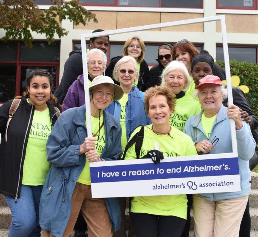 Residents and staff participating in the Walk to End Alzheimer's