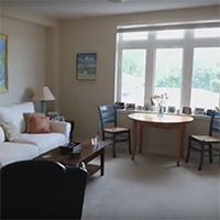Living room of 1 bedroom Independent Living apartment