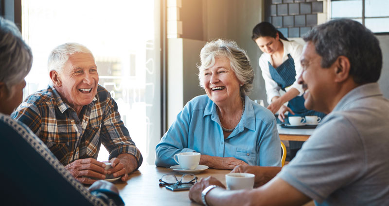 Seniors having coffee