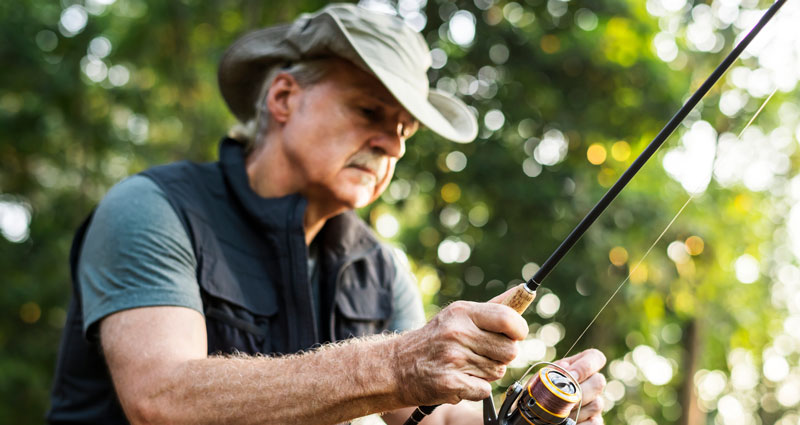senior man fishing