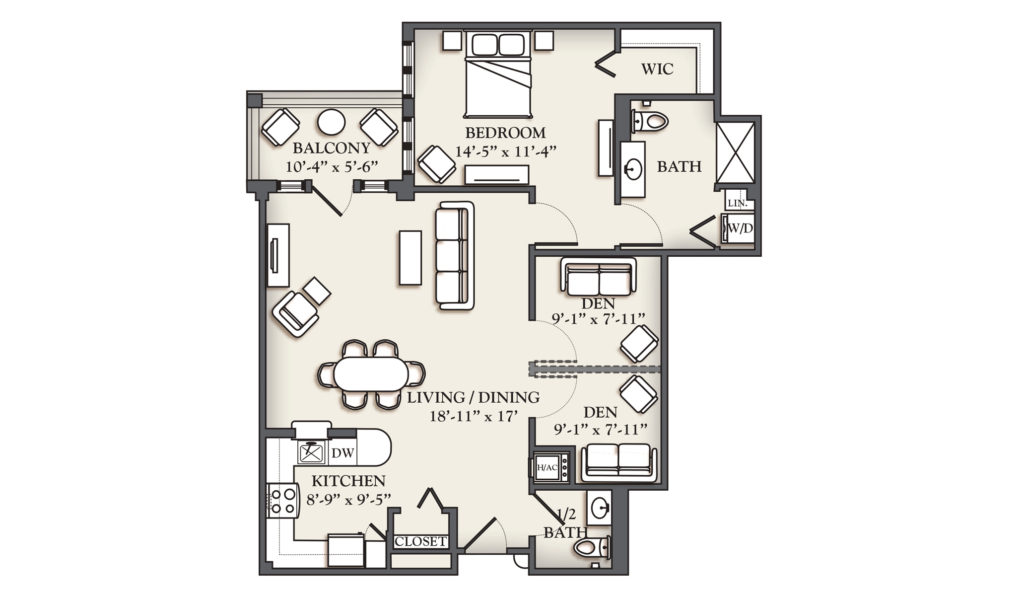 C2 One bedroom + Den
