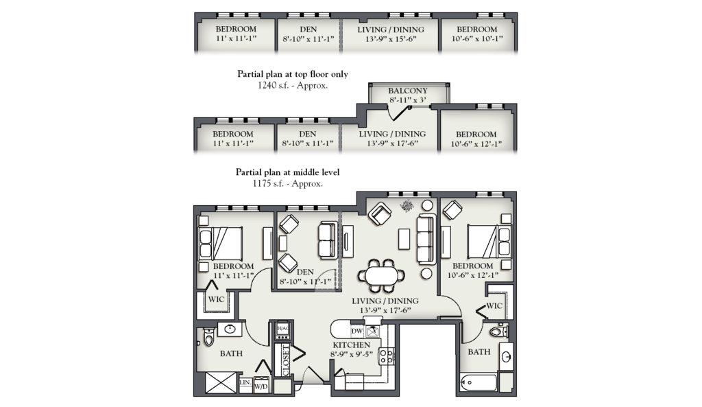 E5 Two Bedroom + Den