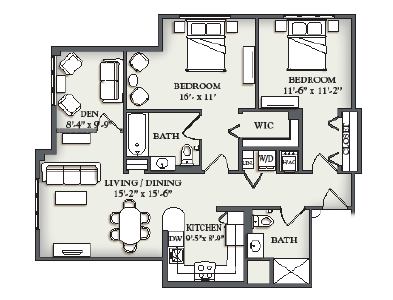 E6 Two Bedroom + Den