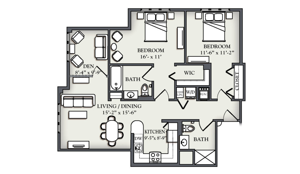 E6 Two Bedroom + Den