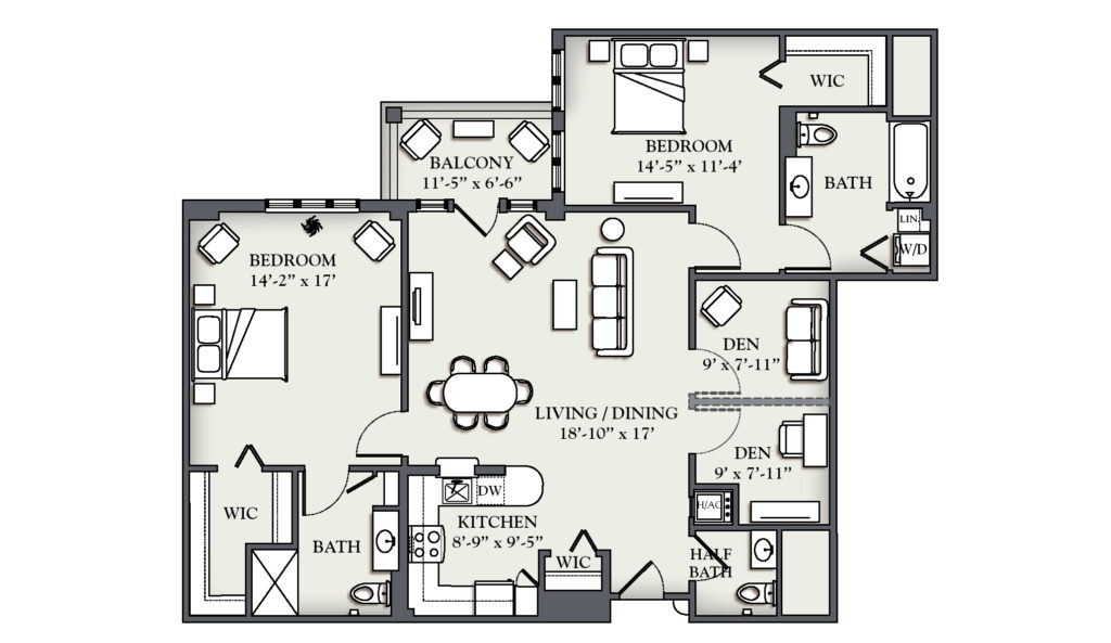 F3 Two Bedroom + Den