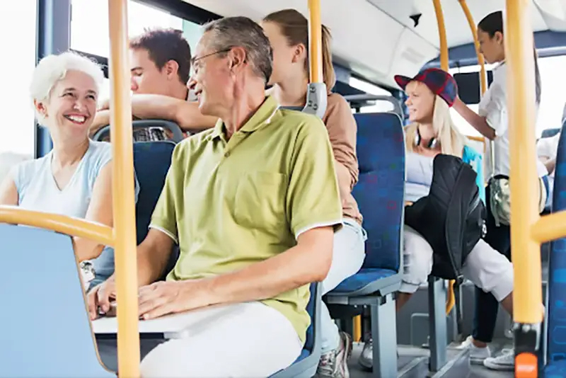 Senior couple on a bus